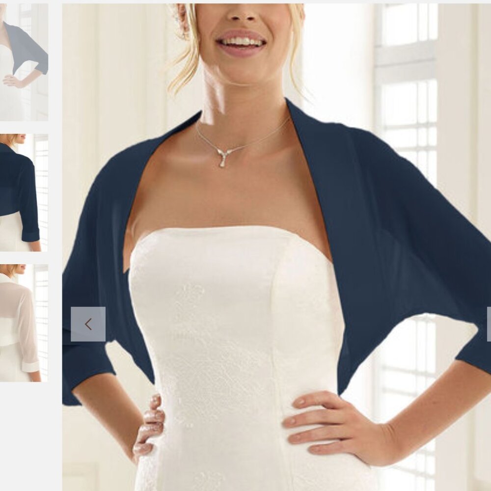 Chiffon 3/4 Sleeve Bridal Wedding Bolero Wrap